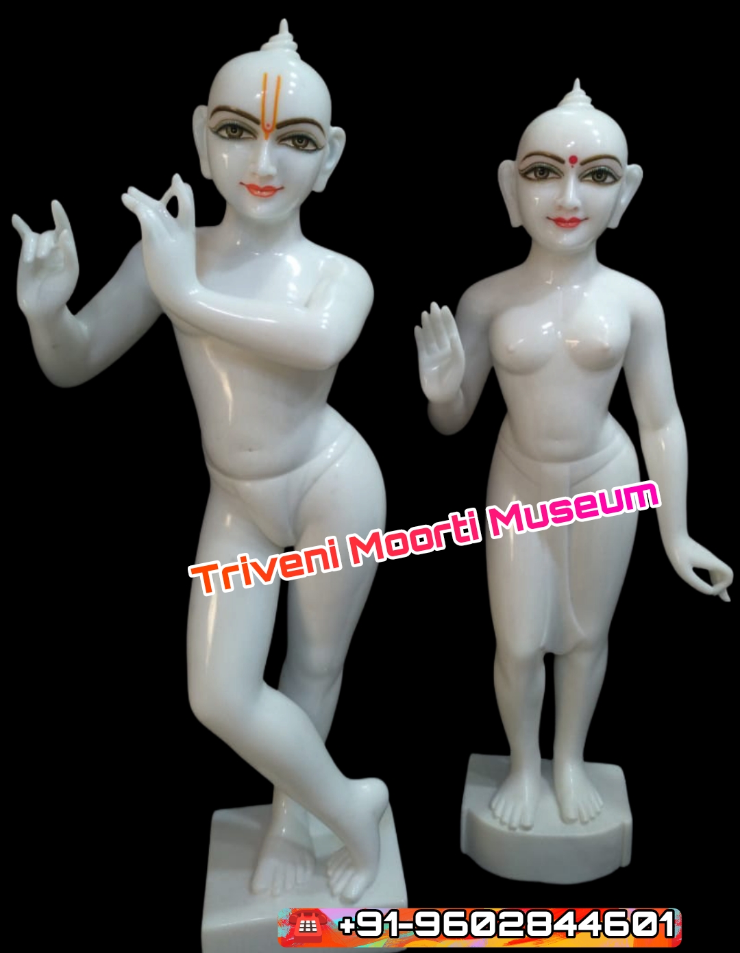 Iskon Deities Radha Krishna White Marble Statue