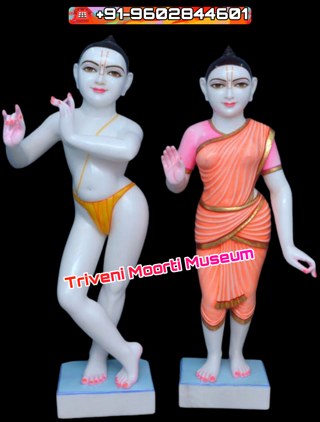 Radha Krishna Iskcon Marble Statue For Home Puja Room