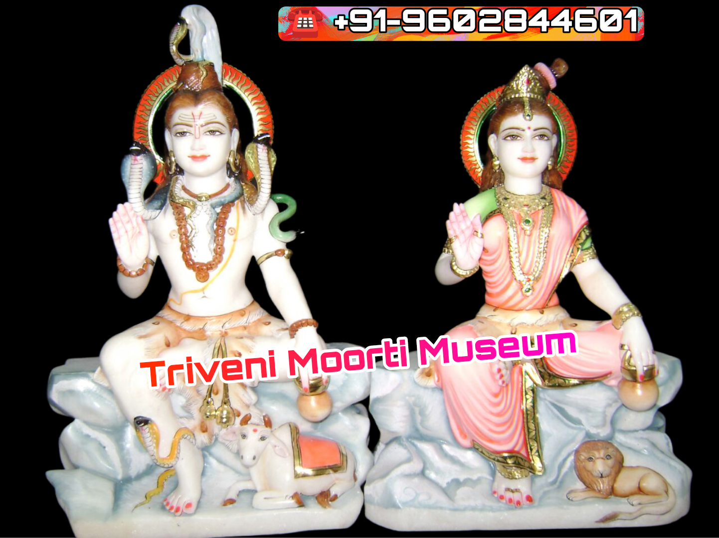 Shiv Parvati Marble Statue For Home Temple